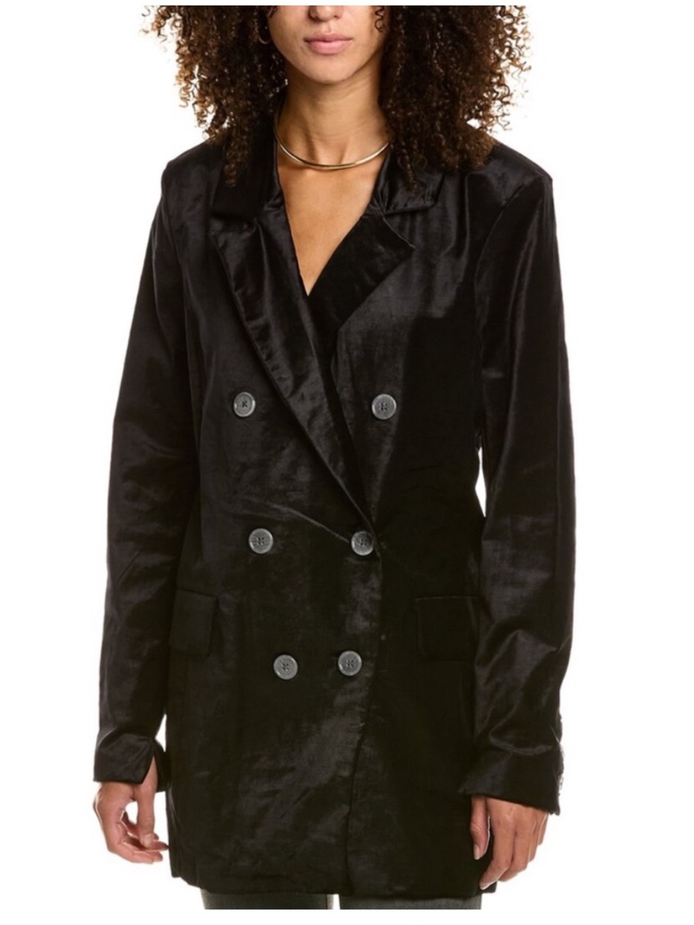 Free People Cosmo Velvet Double Breast Black Blazer Women’s XSmall NWOT